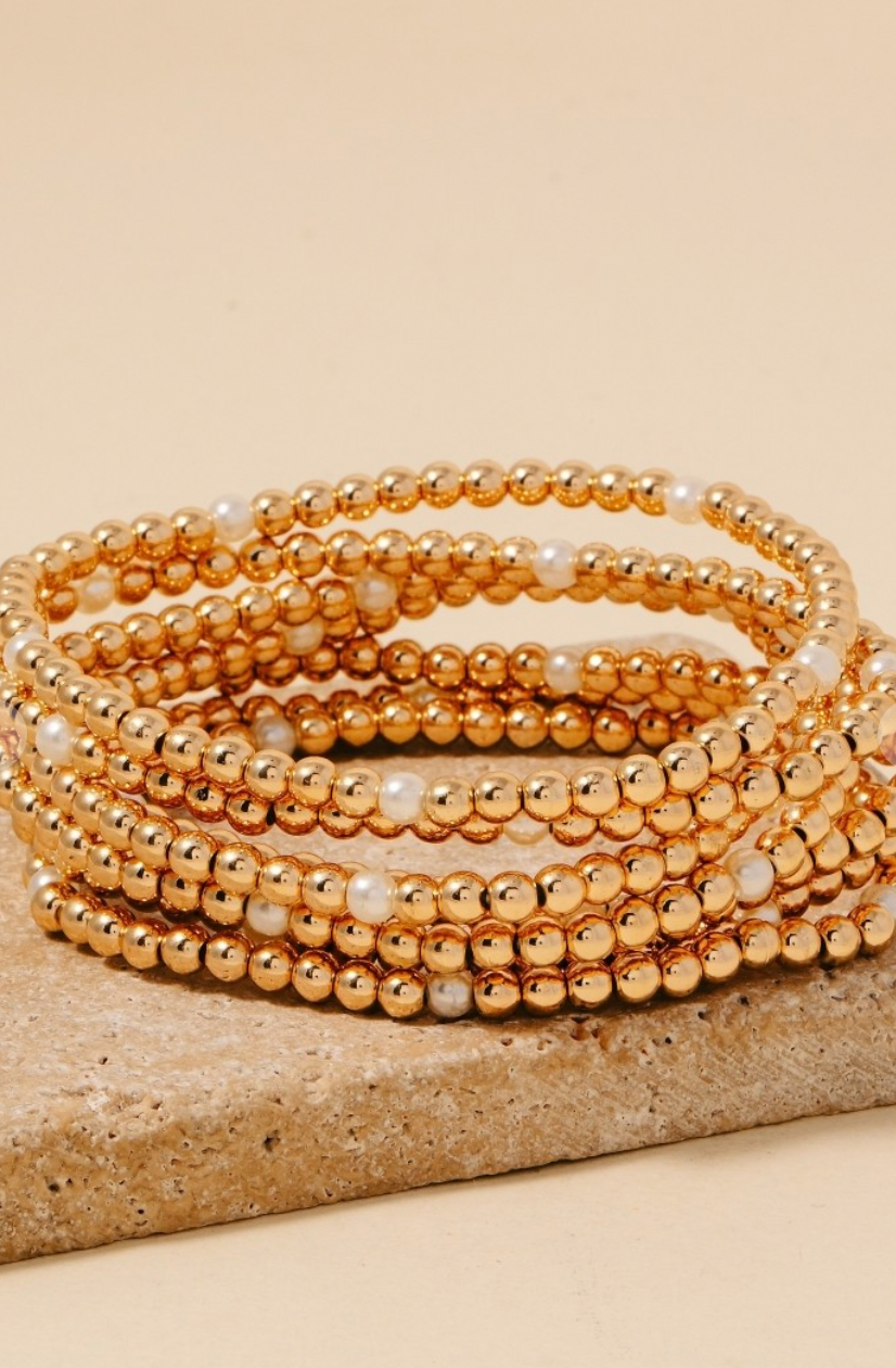 Gold Beaded Bracelet Set
