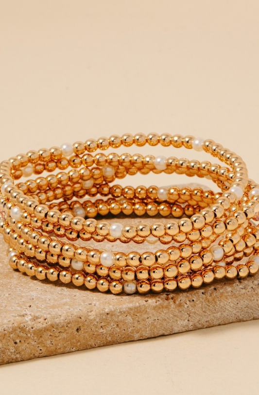 Gold Beaded Bracelet Set