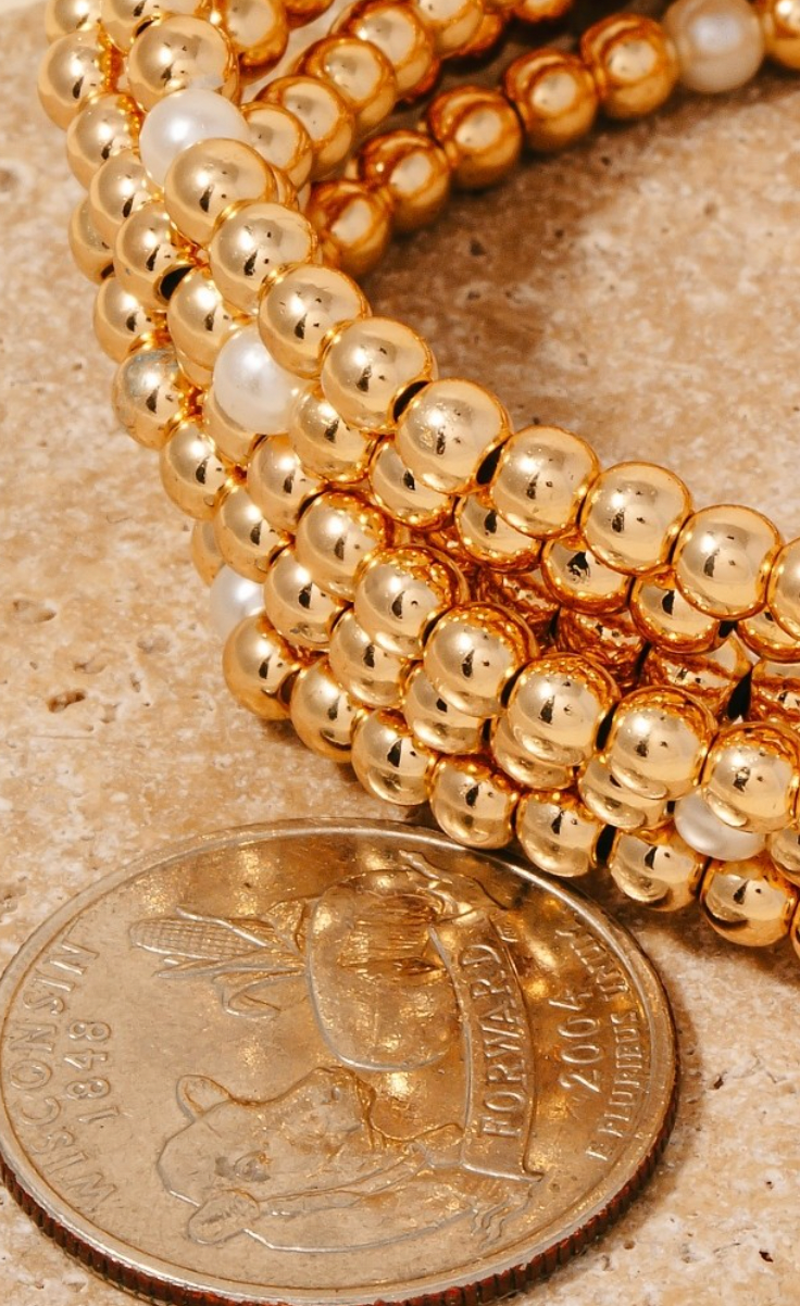 Gold Beaded Bracelet Set