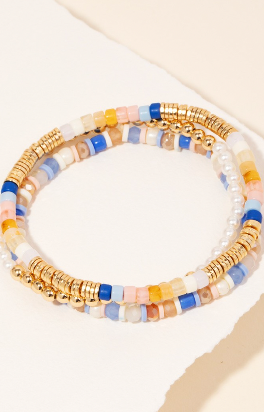 Assorted Bead Bracelets Blue