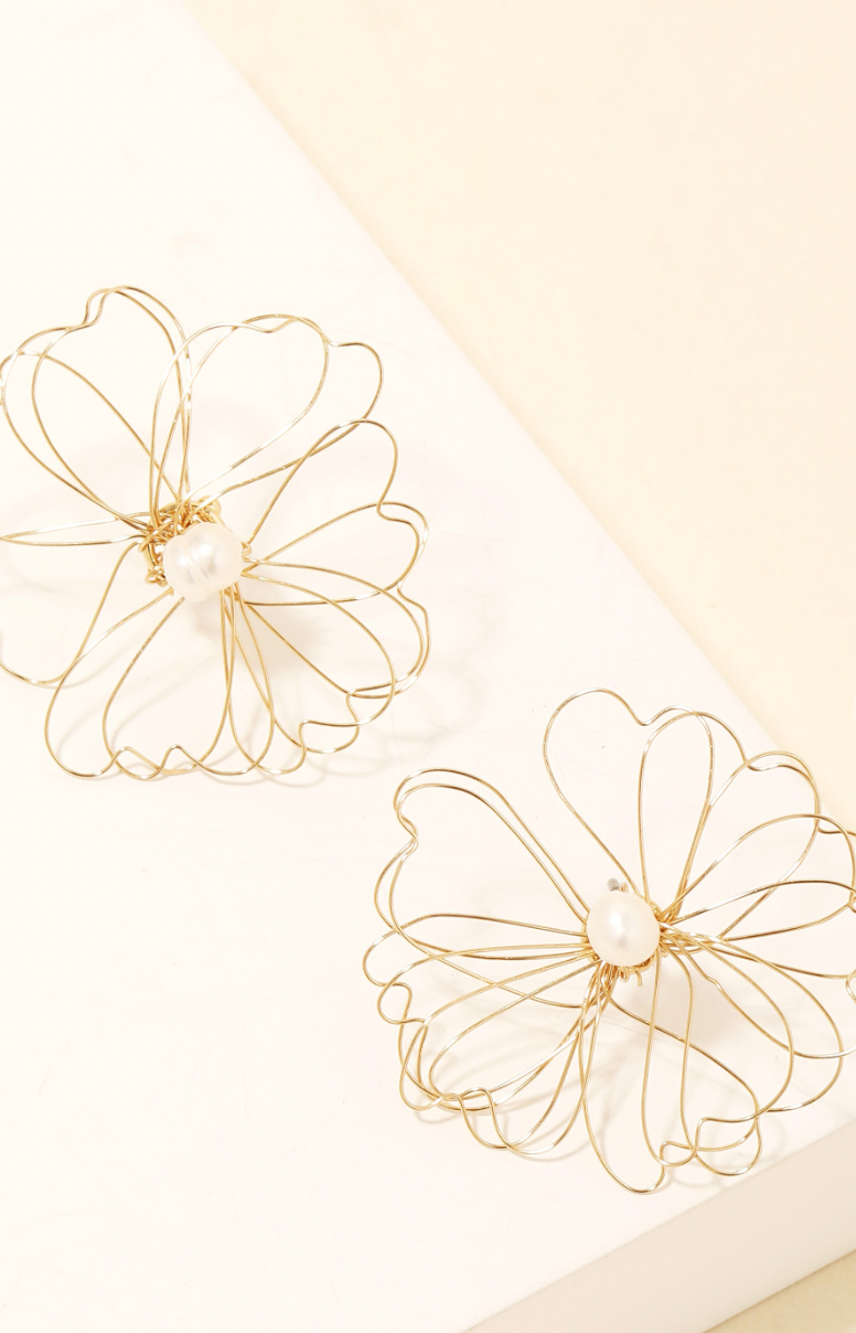 Flower Wire Post Earrings