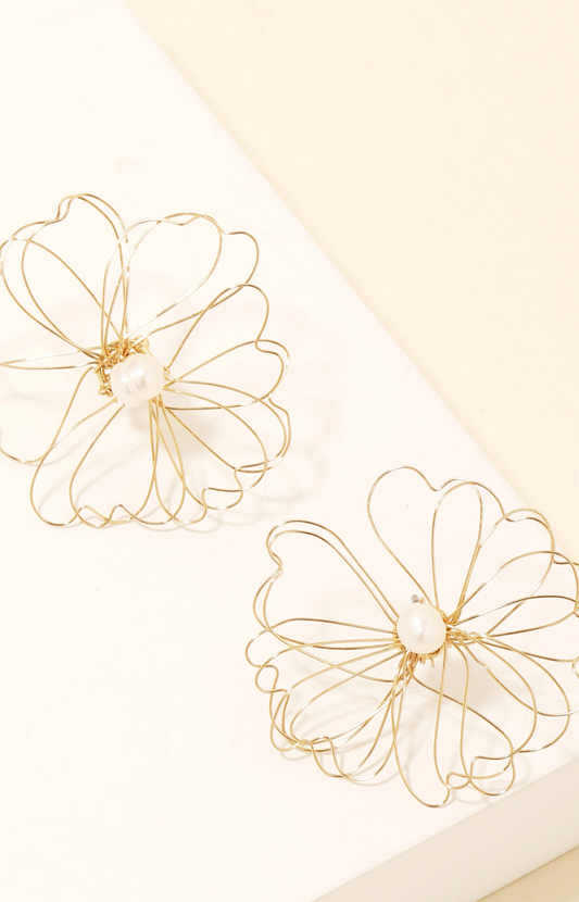 Flower Wire Post Earrings
