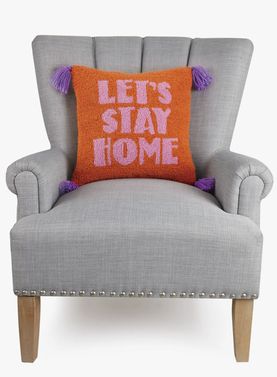 Let's Stay Home Tassel Pillow