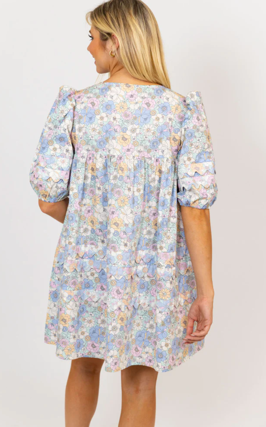 London Floral Scallop Dress