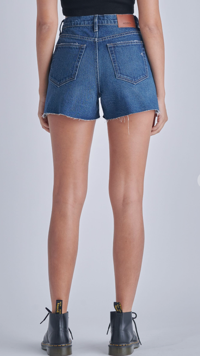 Dark Wash Step Hem Shorts