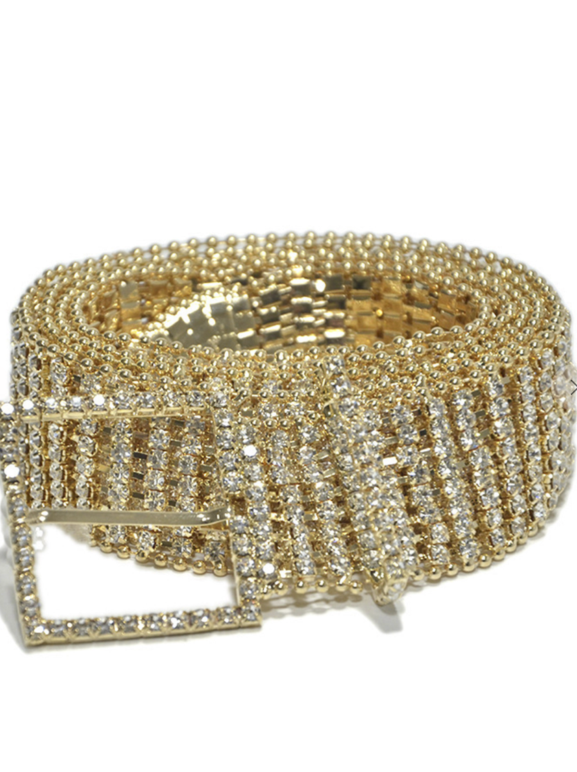Square Rhinestone Belt Gold