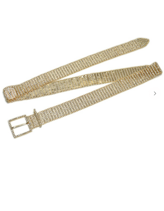 Square Rhinestone Belt Gold