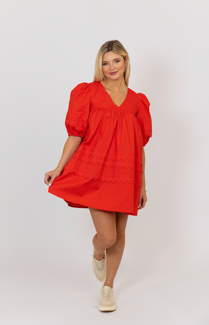 Red Scallop Dress