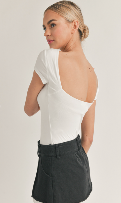 Scoop Back Top White