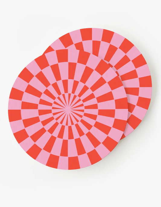Red Mint Check Coasters