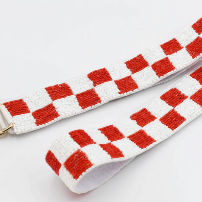 Red & White Checker Beaded Strap - Clothe Boutique