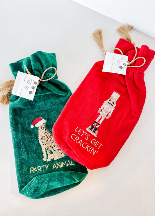 Leopard Embroidered Wine Bag