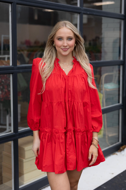Samantha Red Tiered Dress