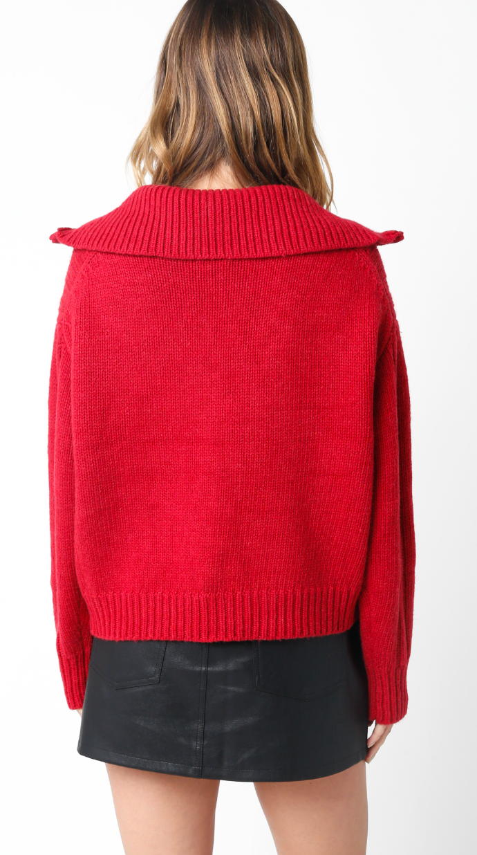 Sienna Zip Up Sweater Red