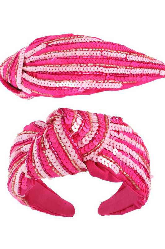 Sequin Stripe Headband Pink/Pink