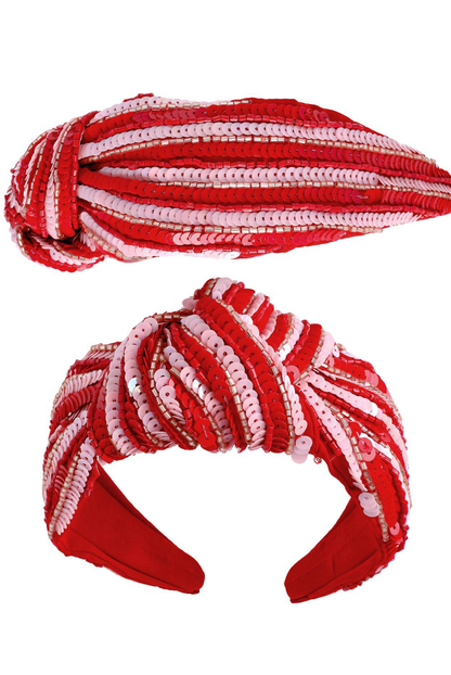 Sequin Stripe Headband Red/Pink