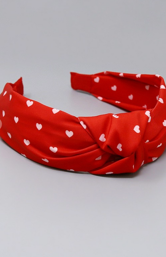 Heart Knot Headband Red