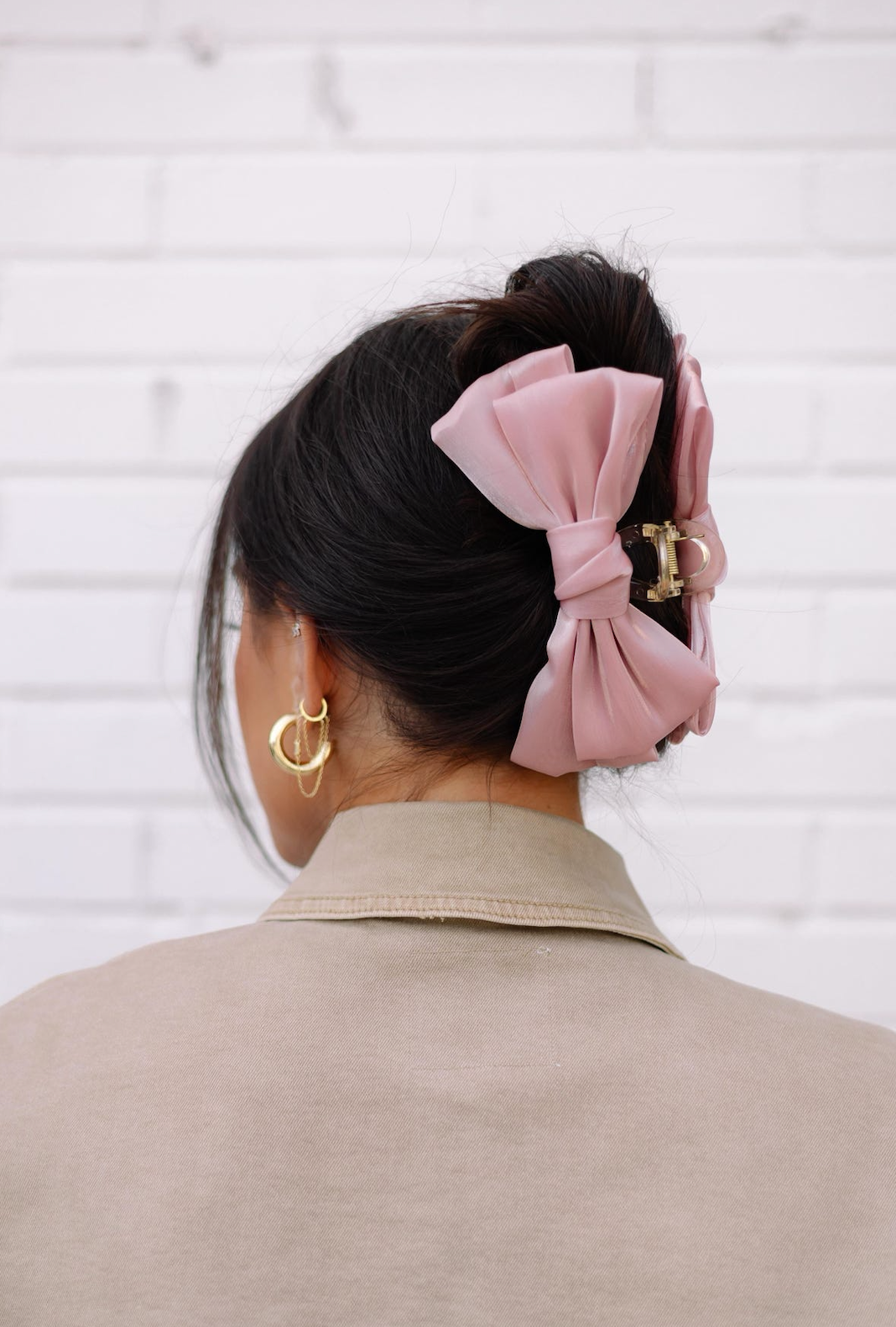 Chiffon Bow Claw Clip Rose