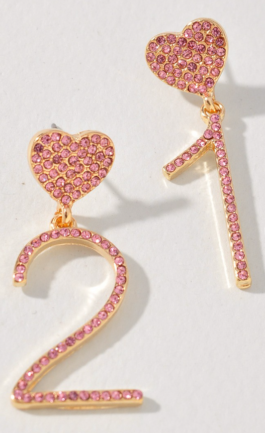 21 Rhinestone Earrings Pink
