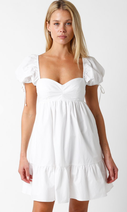 Solid Babydoll Dress White