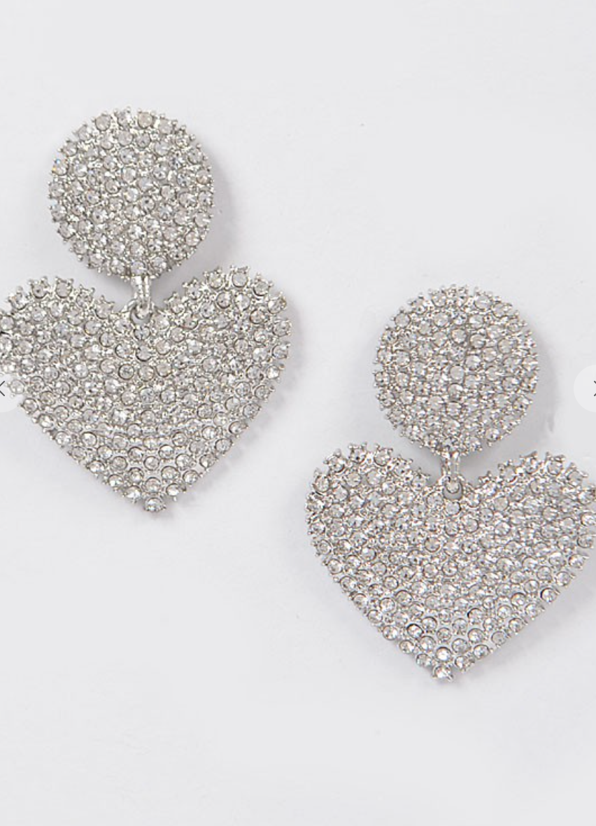 Heart Rhinestone Earrings