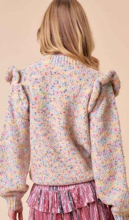 Confetti Ruffle Shoulder Sweater
