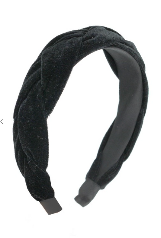 Braided Velvet Headband Black