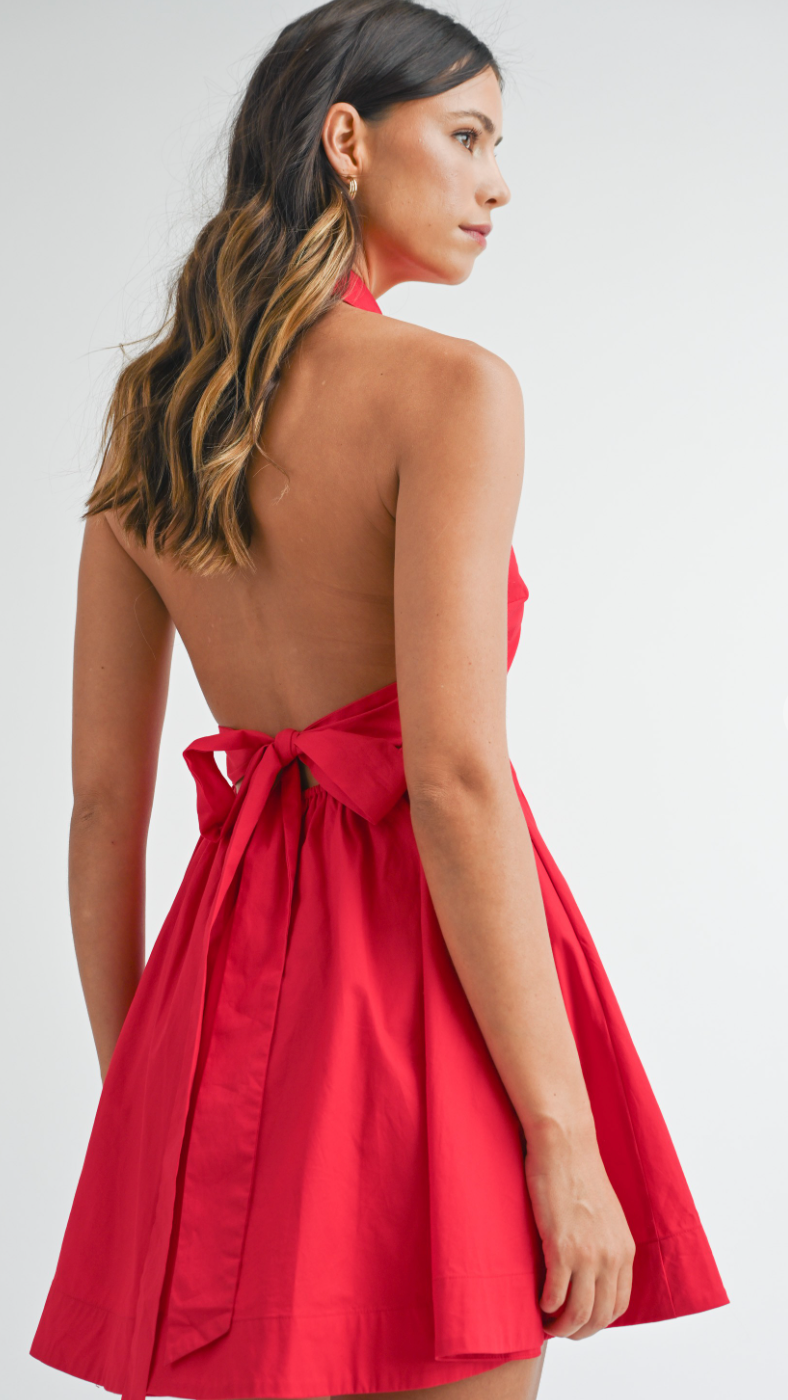 Red Collared Flare Dress