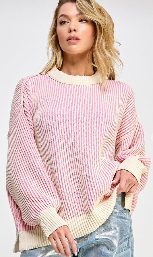 Zoey Sweater White/Pink