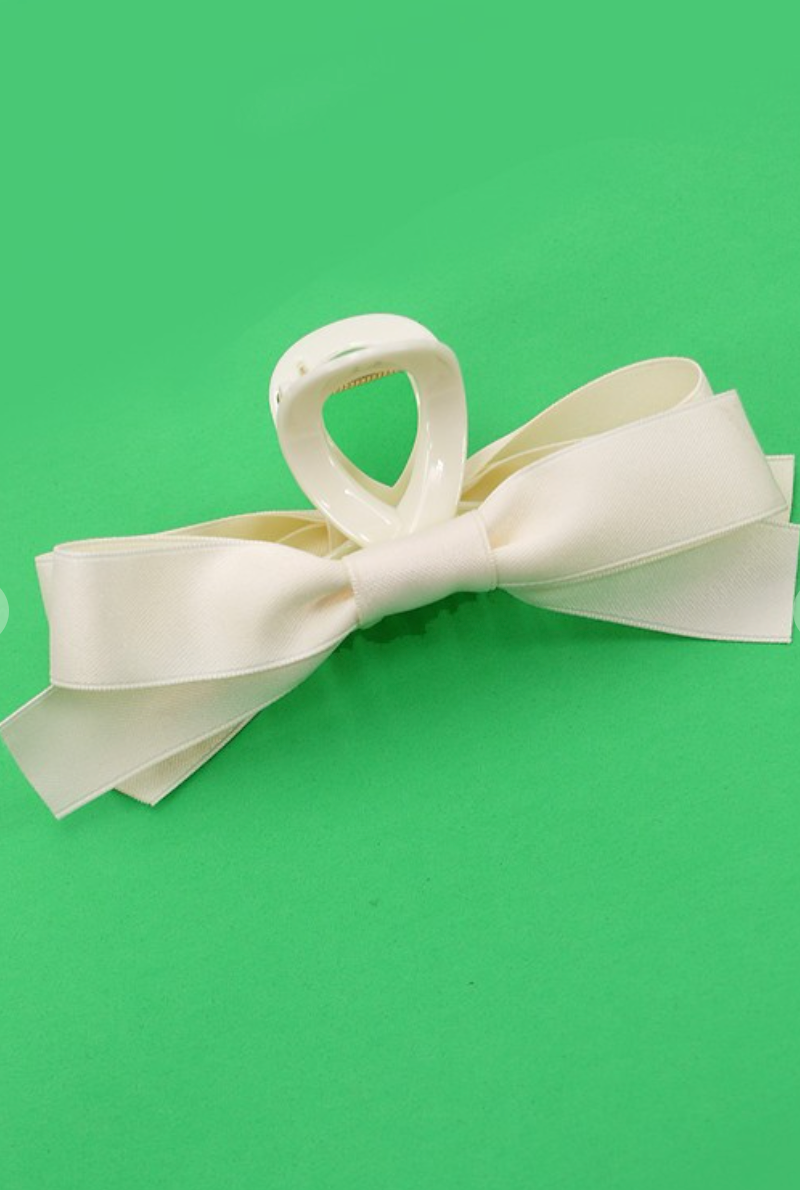 Silky Ribbon Hair Claw Ivory