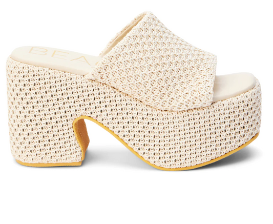Matisse Como Ivory Raffia Platform Heels