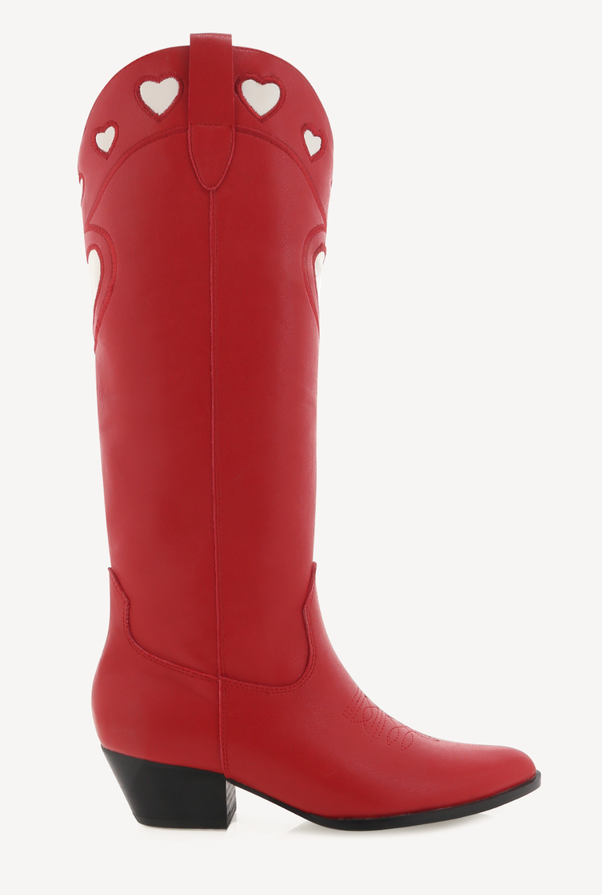 Velma Billini Heart Boots Red