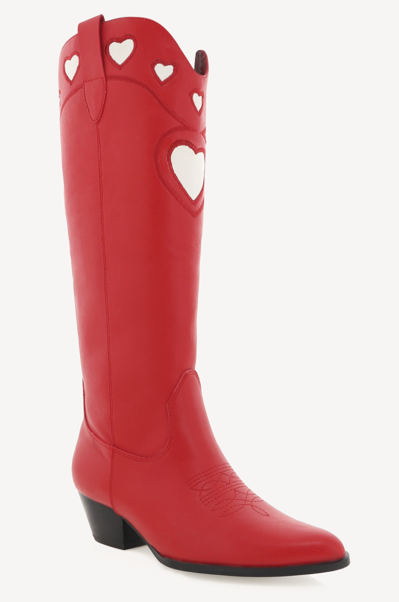 Velma Billini Heart Boots Red