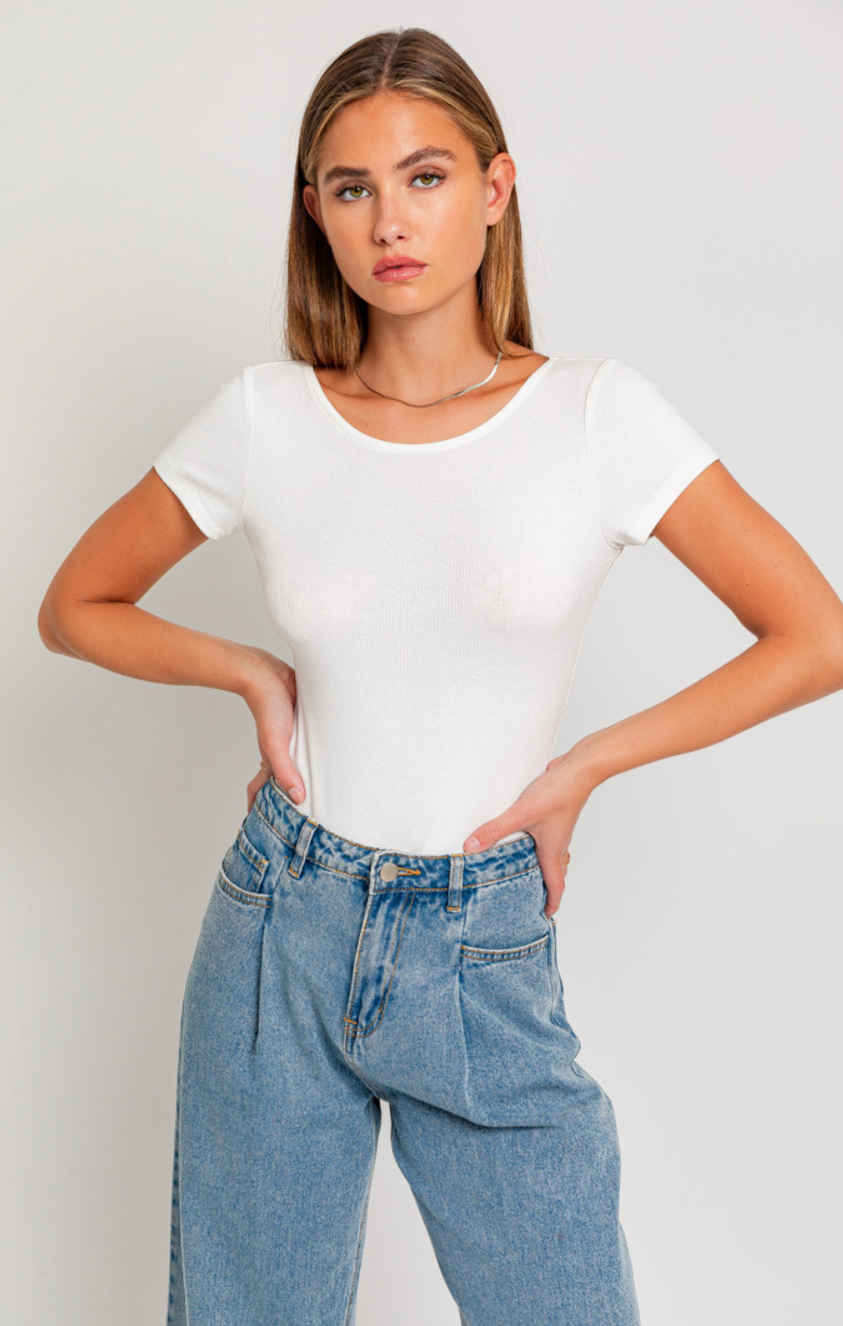 Scoop Back Bodysuit White