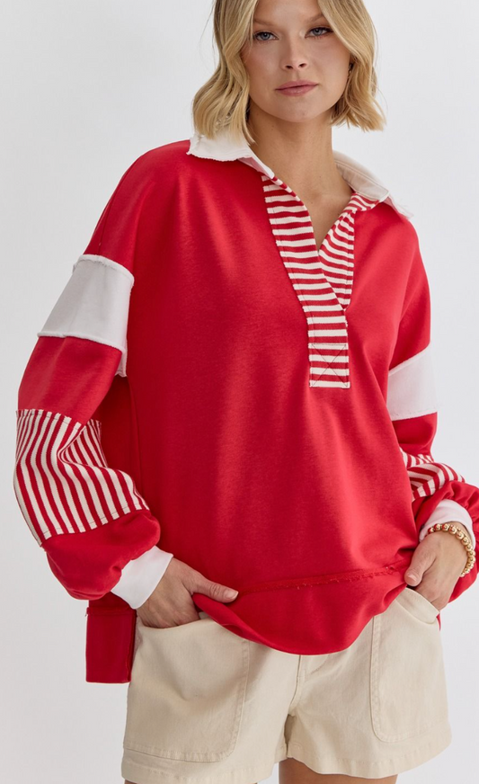 Mallory Stripe Tunic Red