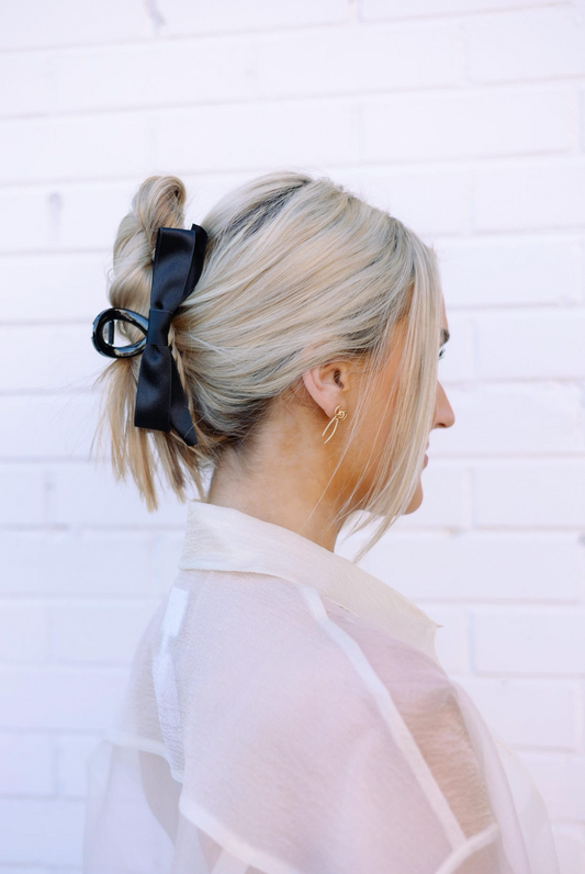 Silky Ribbon Hair Claw Black