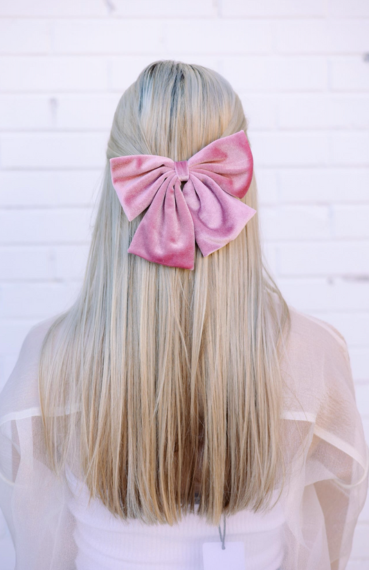 Pink Velvet Hair Bow