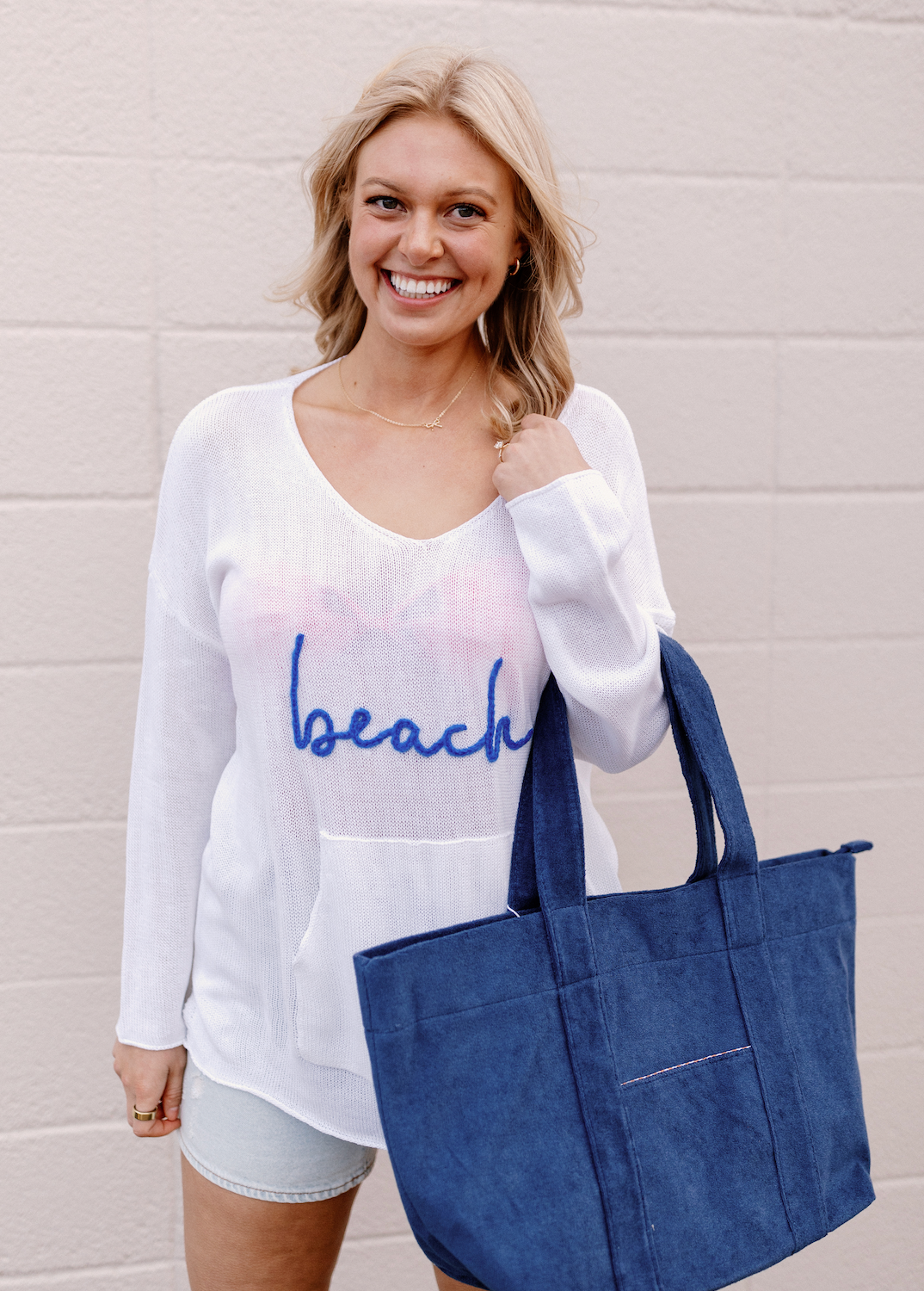 Sol Terry Cloth Tote Navy
