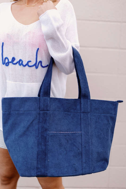 Sol Terry Cloth Tote Navy