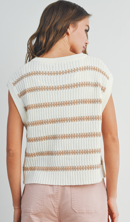 Milo Stripe Sweater Top Taupe