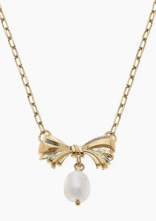 Cici Bow + Pearl Necklace