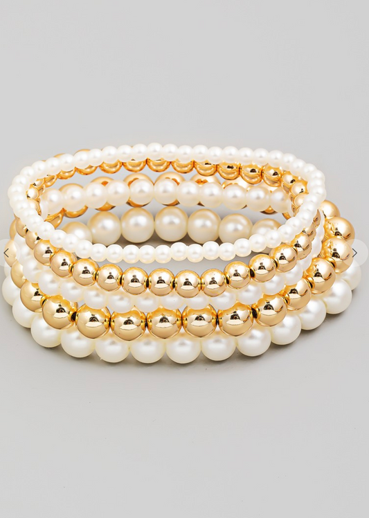 Pearl Beaded Bracelet Set
