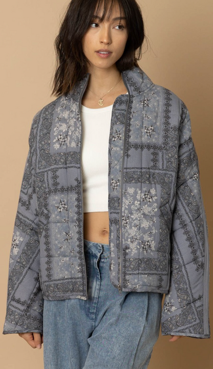 Paisley Quilted Bomber Jacket