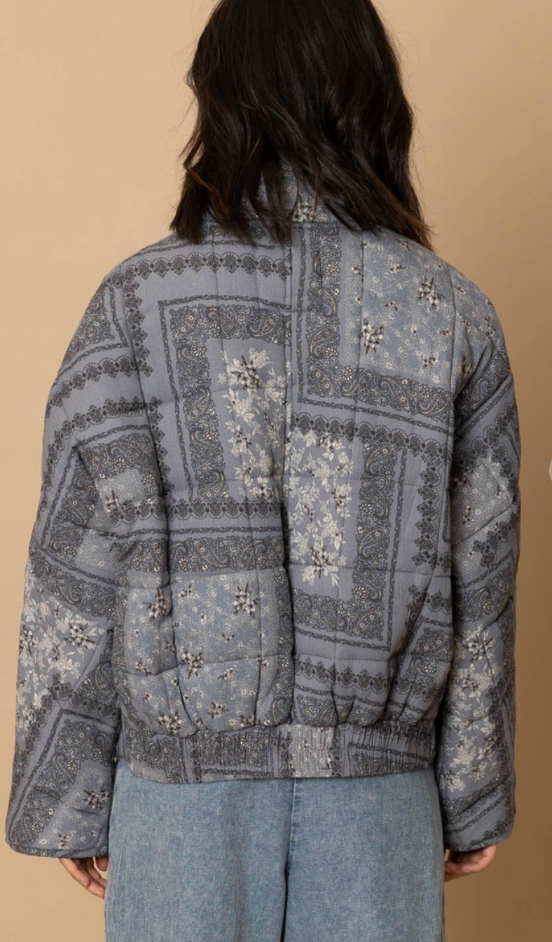 Paisley Quilted Bomber Jacket