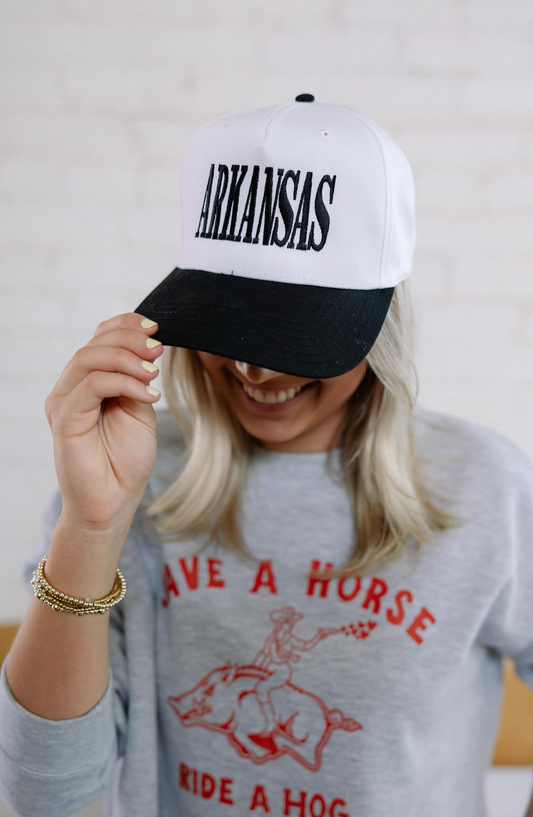 Arkansas Vintage Hat Black/White - Clothe Boutique