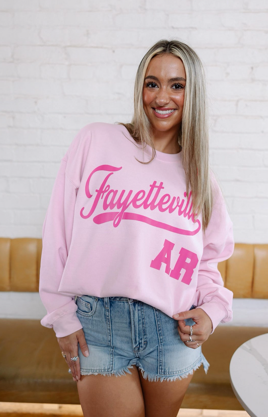 Fayetteville AR Hot Pink/Light Pink Sweatshirt