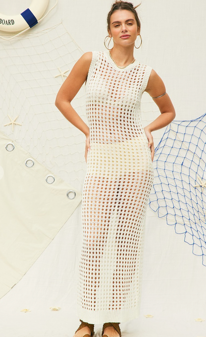 Sheer Crochet Coverup Dress