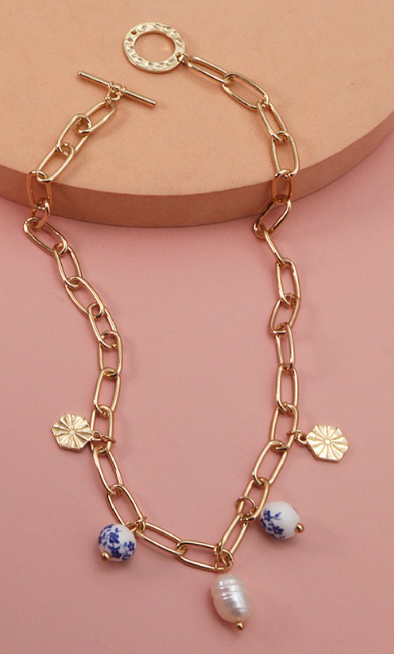 Porcelain Bead Chain Necklace