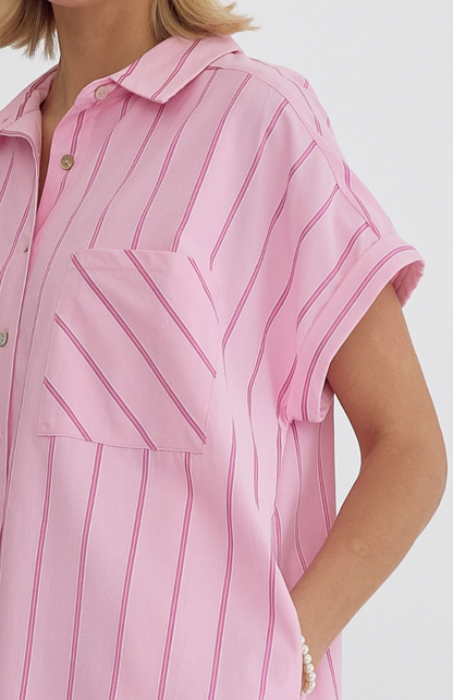Stripe Shirt Dress Pink