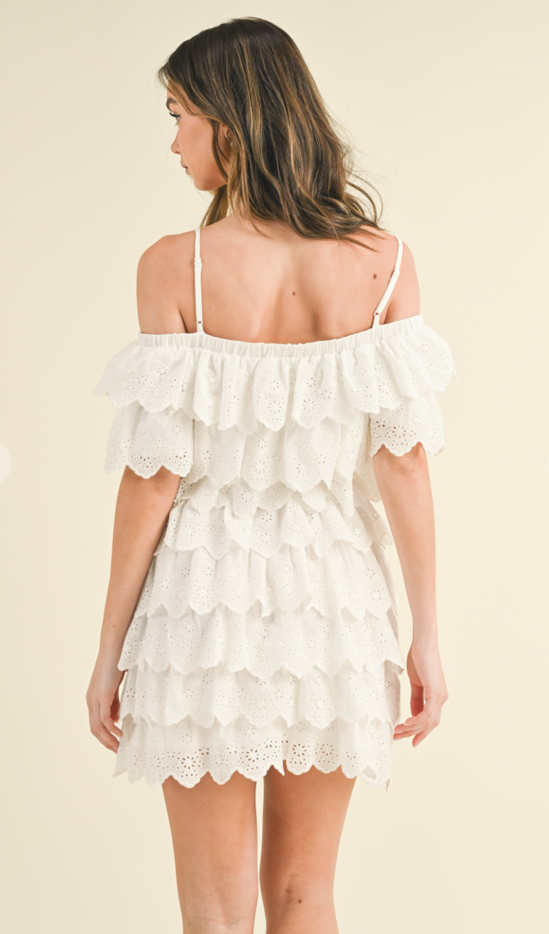 Eyelet Layered Ruffle Dress